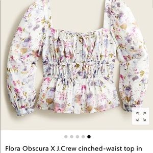 NWT Flora Obscura X J. Crew cinched-waist top in kaleidoscope floral, size 4.